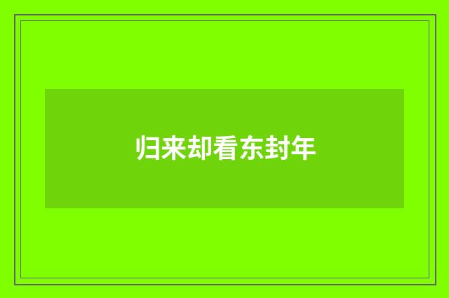 归来却看东封年