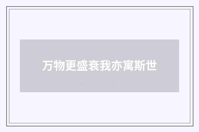 万物更盛衰我亦寓斯世