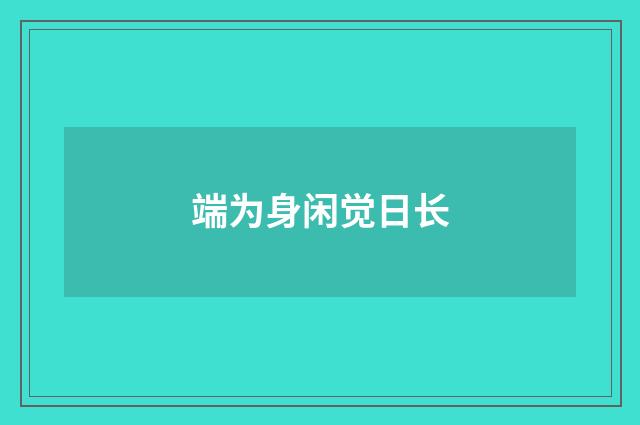 端为身闲觉日长