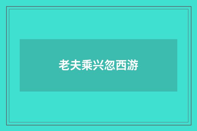 老夫乘兴忽西游