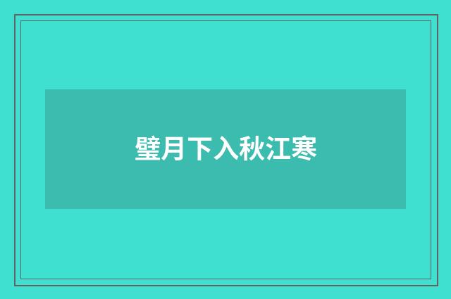 璧月下入秋江寒