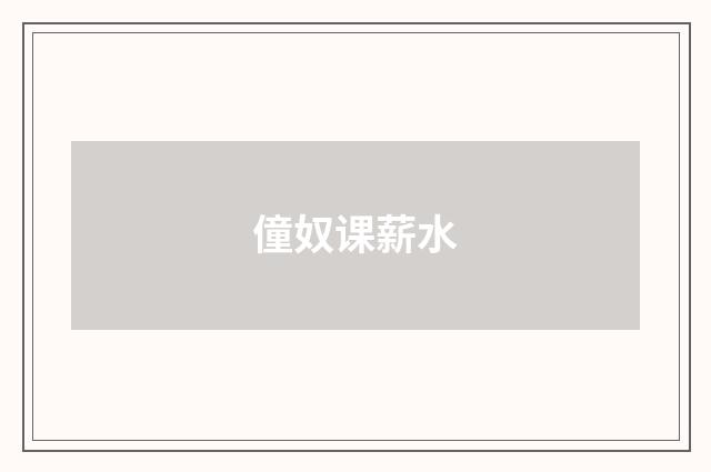 僮奴课薪水