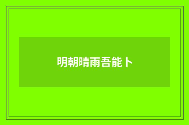 明朝晴雨吾能卜