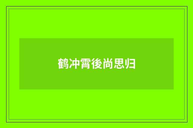 鹤冲霄後尚思归