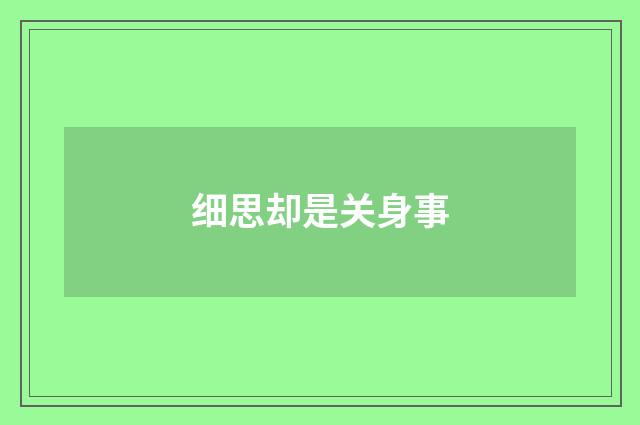 细思却是关身事