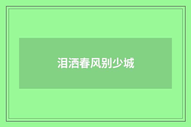 泪洒春风别少城