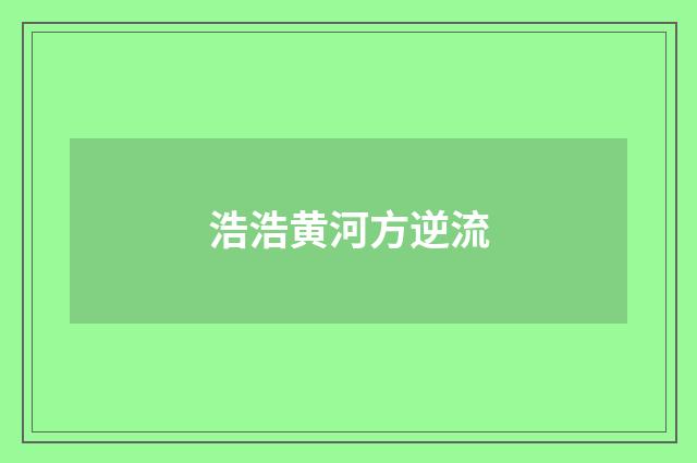 浩浩黄河方逆流