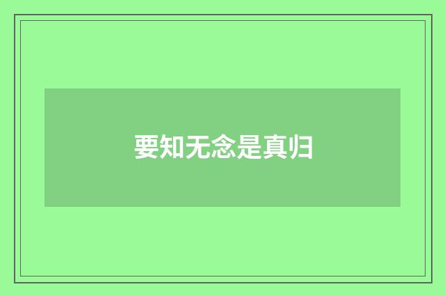 要知无念是真归