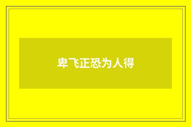 卑飞正恐为人得