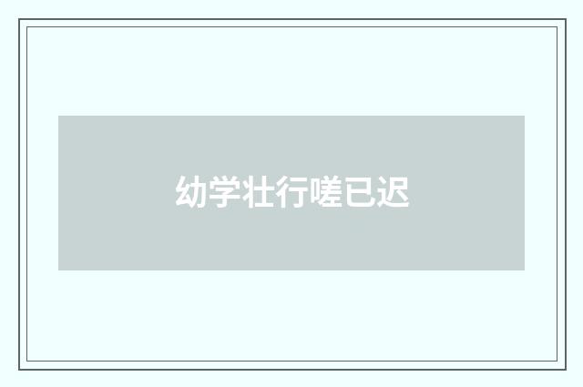 幼学壮行嗟已迟