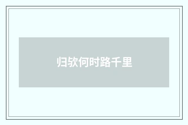 归欤何时路千里
