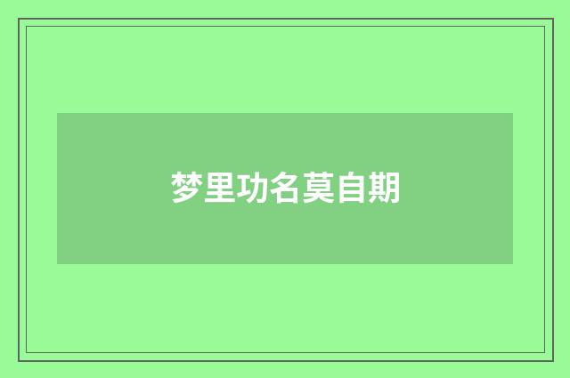 梦里功名莫自期