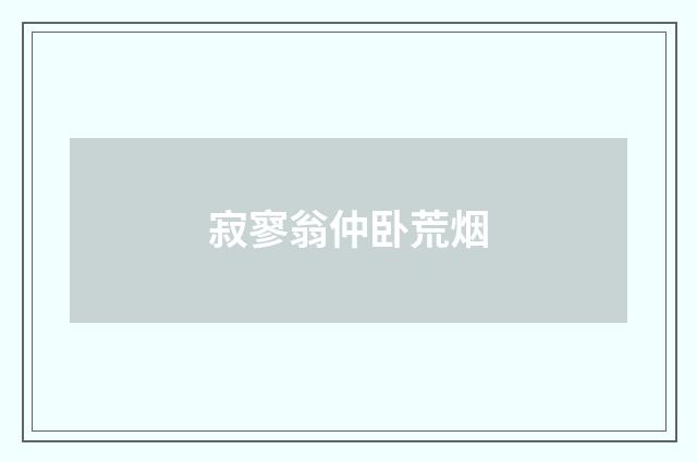寂寥翁仲卧荒烟