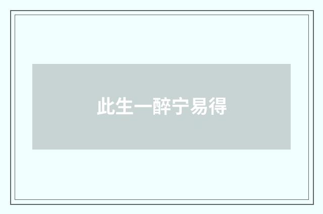 此生一醉宁易得