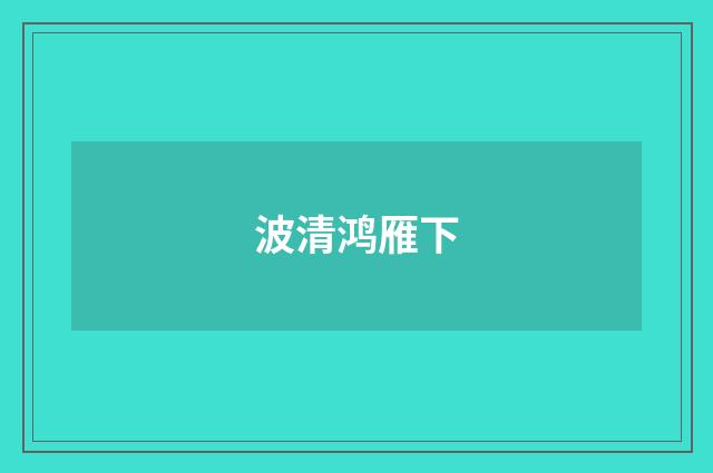 波清鸿雁下