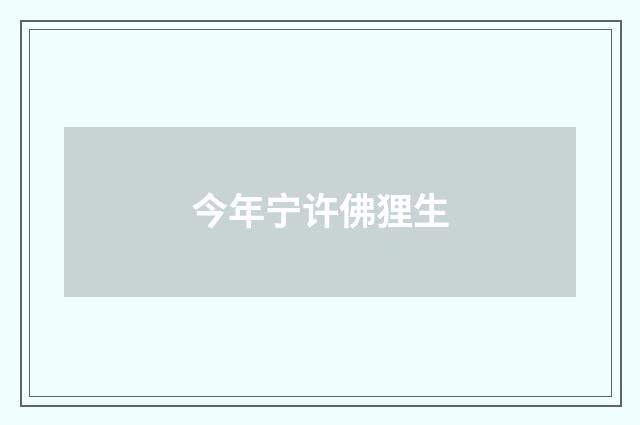 今年宁许佛狸生