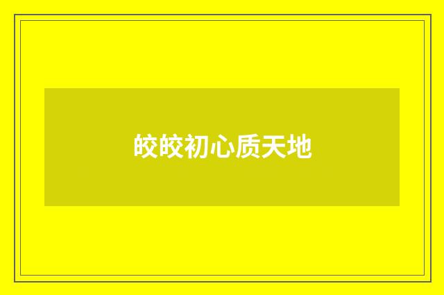 皎皎初心质天地