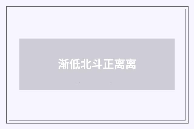 渐低北斗正离离