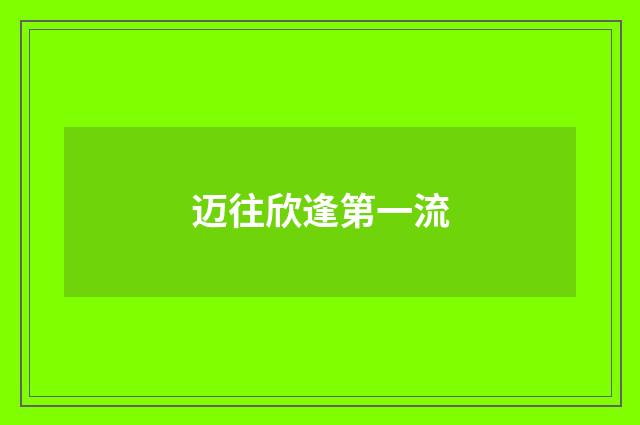 迈往欣逢第一流