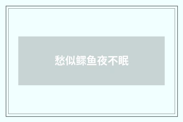 愁似鳏鱼夜不眠