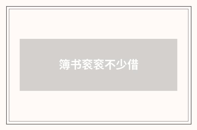 簿书衮衮不少借