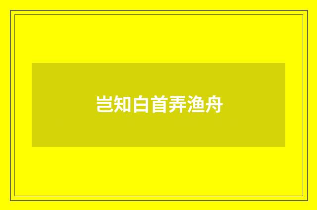 岂知白首弄渔舟