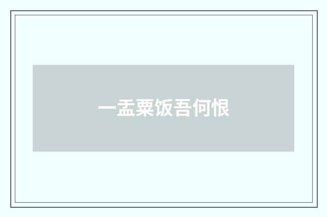 一盂粟饭吾何恨