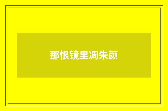 那恨镜里凋朱颜