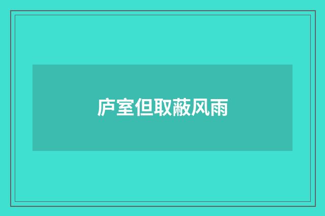 庐室但取蔽风雨