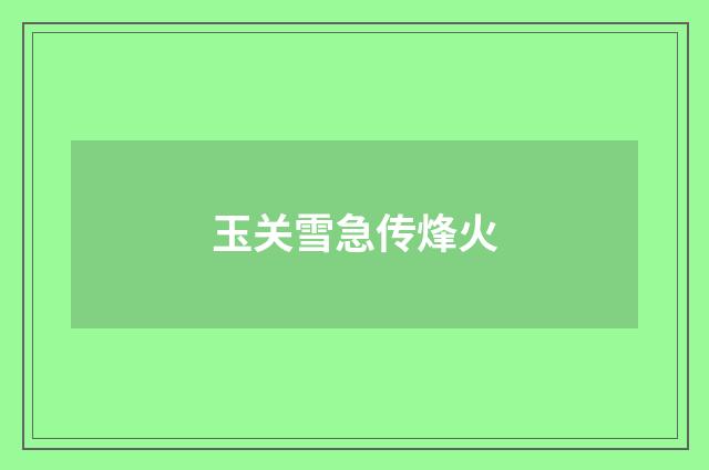 玉关雪急传烽火