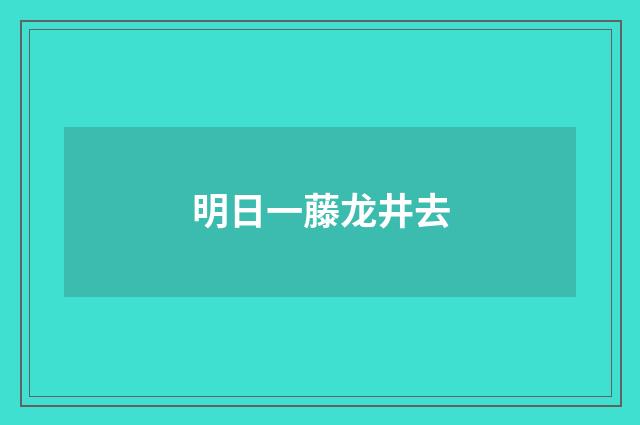 明日一藤龙井去