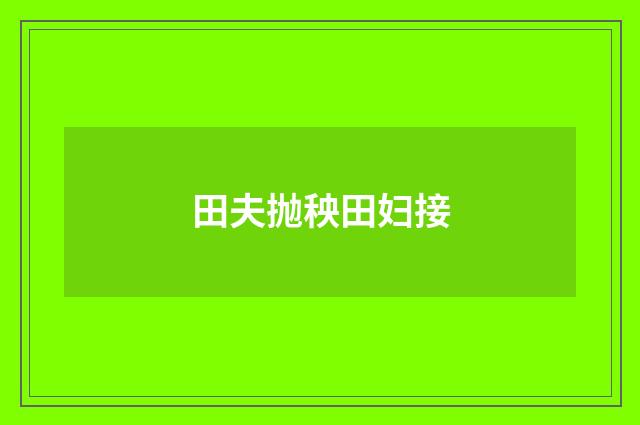 田夫抛秧田妇接