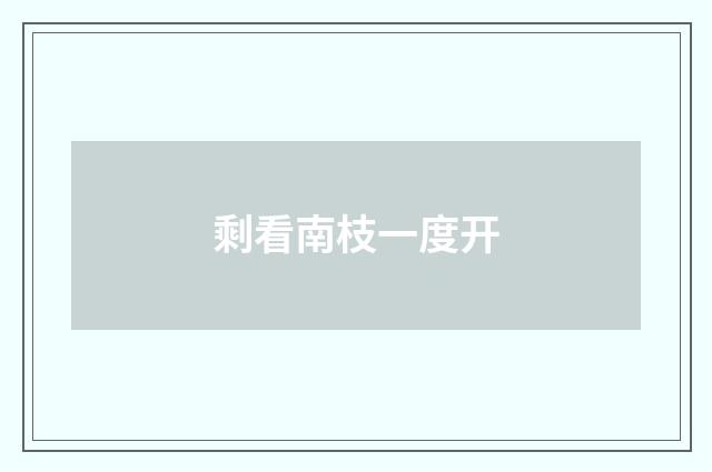 剩看南枝一度开