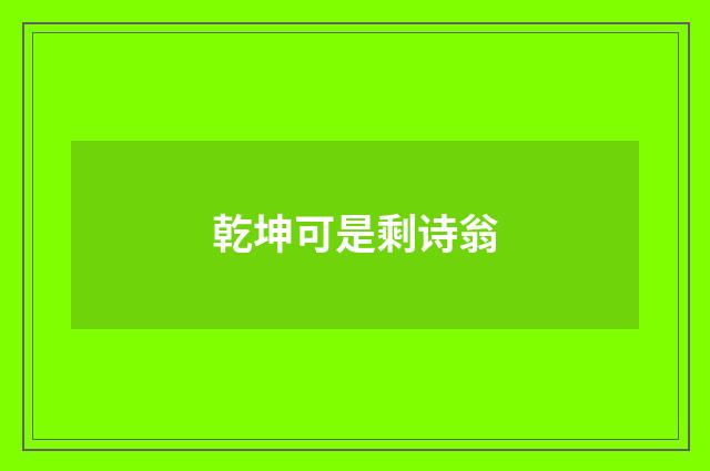 乾坤可是剩诗翁