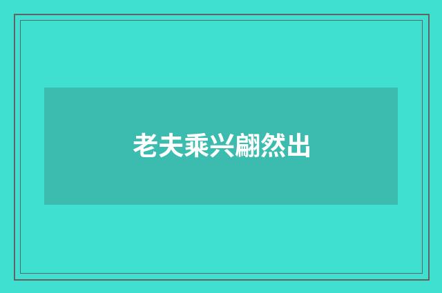 老夫乘兴翩然出
