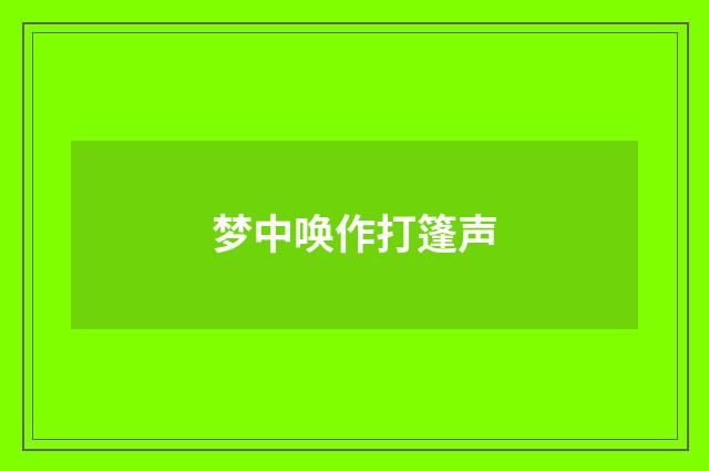 梦中唤作打篷声