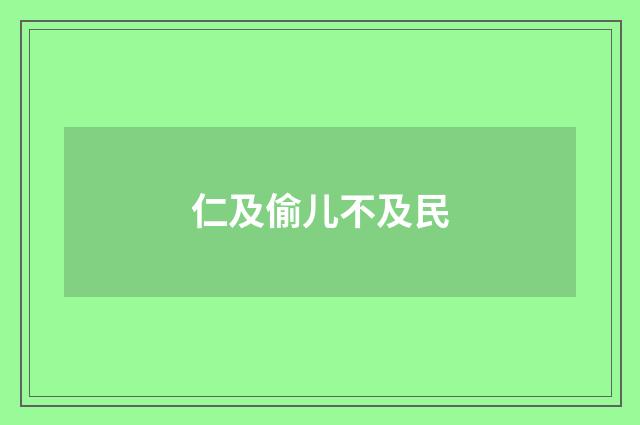 仁及偷儿不及民