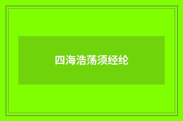 四海浩荡须经纶