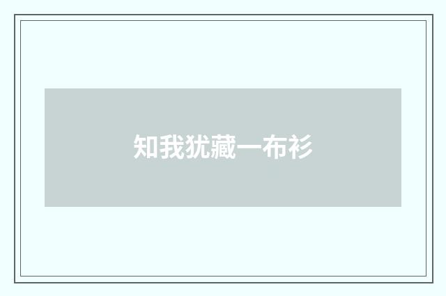 知我犹藏一布衫