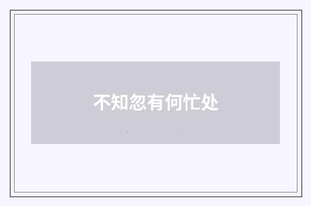 不知忽有何忙处