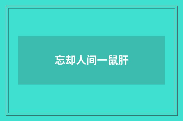 忘却人间一鼠肝