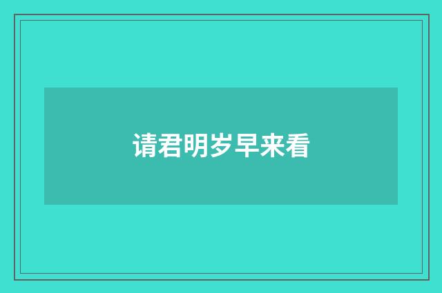 请君明岁早来看