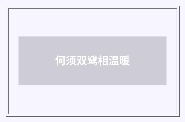 何须双鹭相温暖
