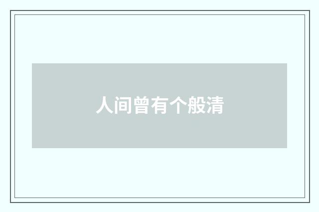 人间曾有个般清