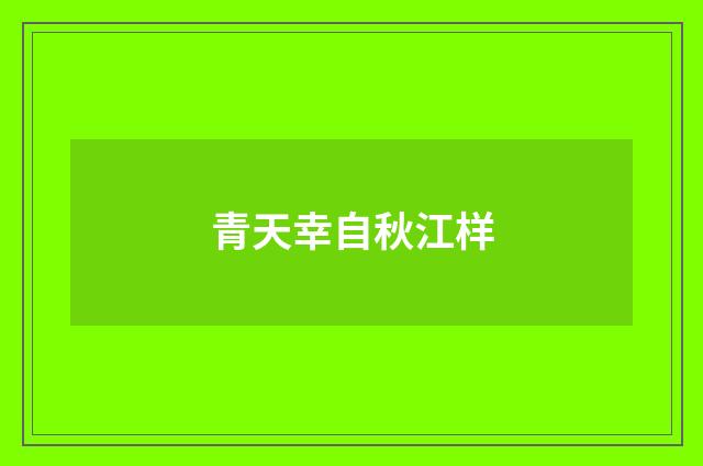 青天幸自秋江样