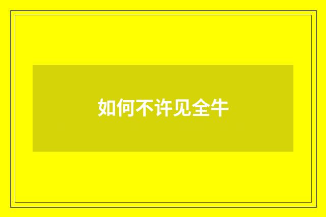 如何不许见全牛