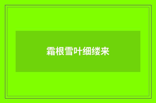 霜根雪叶细缕来