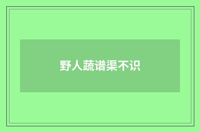 野人蔬谱渠不识