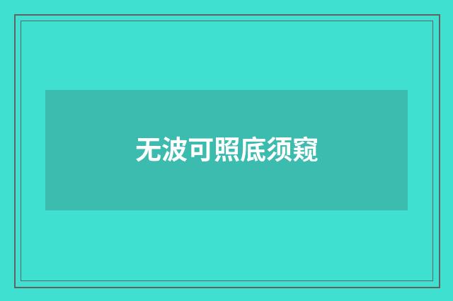 无波可照底须窥