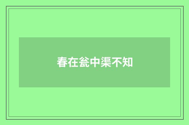 春在瓮中渠不知